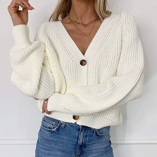 Women’s Cardigan Sweater Jacket – Chunky Knit – Relaxed Fit – Button Front V-Neck