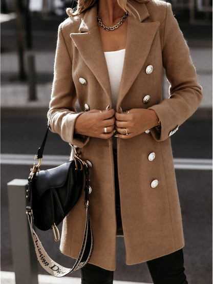 Women’s Blazer Coat – Tailored Fit – Wool Feel – Double-Breasted – Suit Collar
