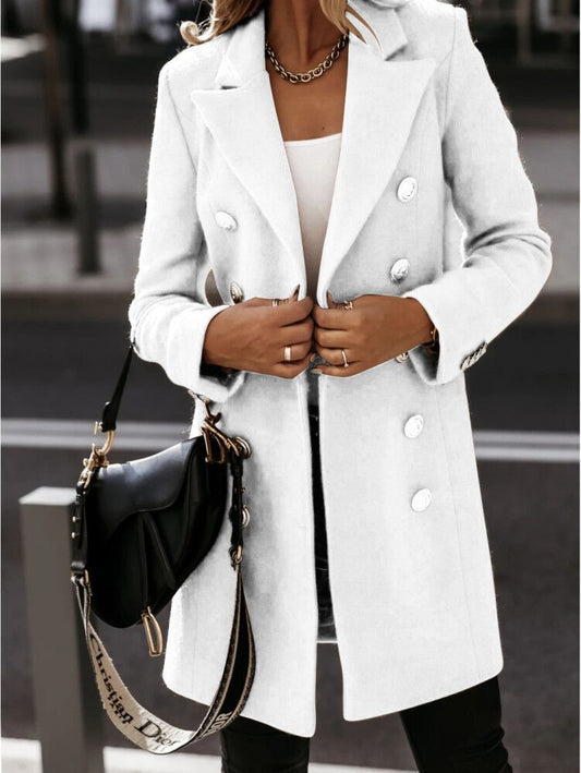 Women’s Blazer Coat – Tailored Fit – Wool Feel – Double-Breasted – Suit Collar