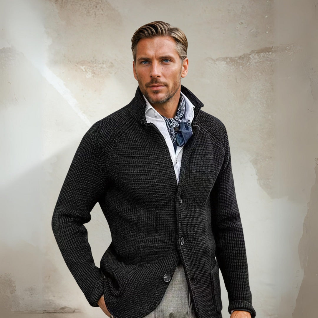 Men’s Waistcoat – Tailored Fit – Wool Blend – Button Front – High Collar – Smart Casual