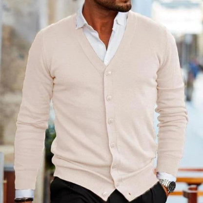 Men’s Cardigan – Soft Knit – V-Neck – Button Front – Regular Fit – Ribbed Trim