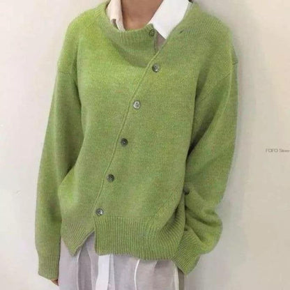 Women’s Sweater – Oversized Fit – Soft Knit Wool Feel – Button Front – Ribbed Trim