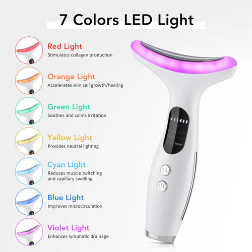 7 Colors LED Lights Neck Face Beauty Device EMS Vibration Massage Improve Neck Lines anti Wrinkle Face Lifting Machine Tool