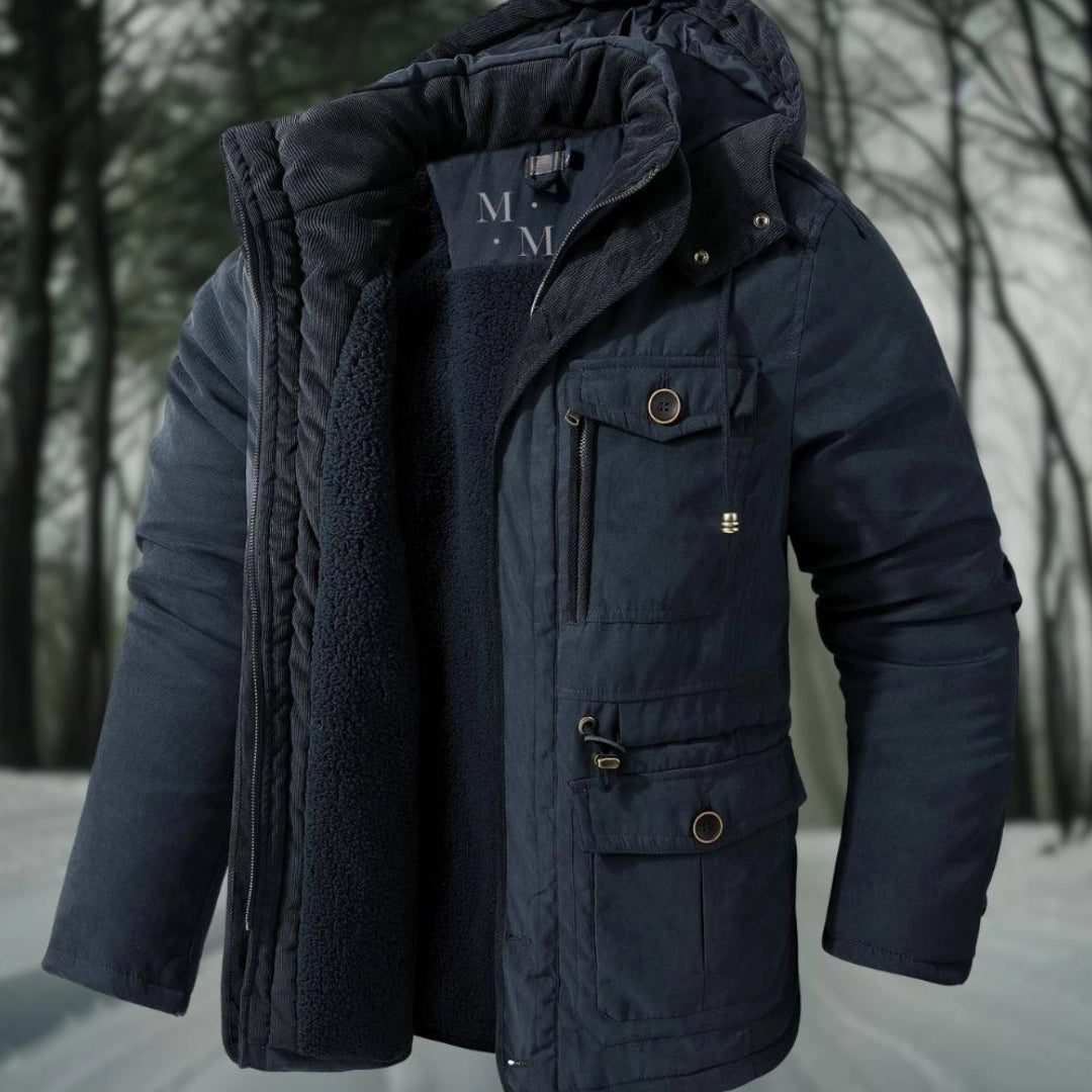 Men’s Parka Jacket – Regular Fit – Sherpa Lined – Ribbed Collar – Utility Pockets