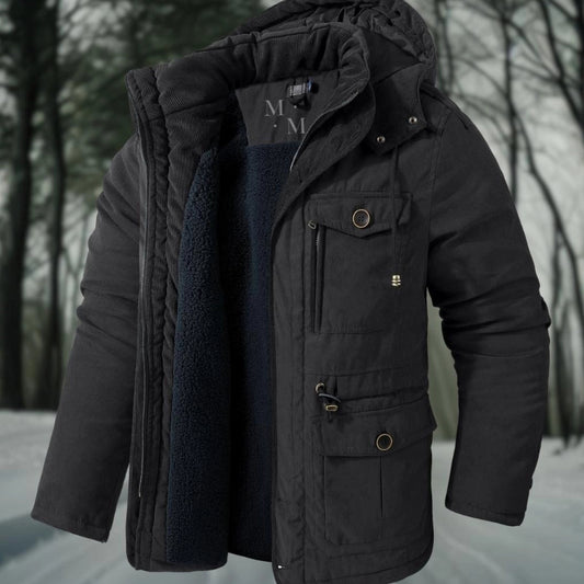 Men’s Parka Jacket – Regular Fit – Sherpa Lined – Ribbed Collar – Utility Pockets
