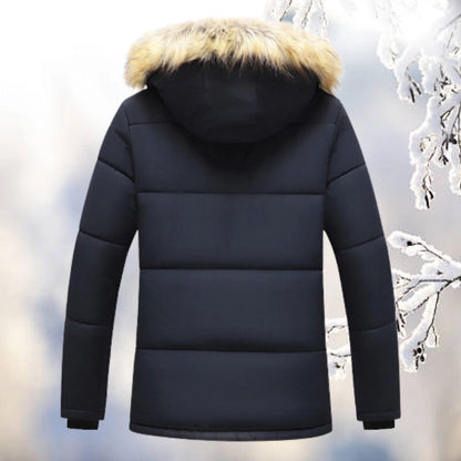 Men’s Parka Jacket – Quilted Insulation – Fleece Lining – Faux Fur Hood – Relaxed Fit