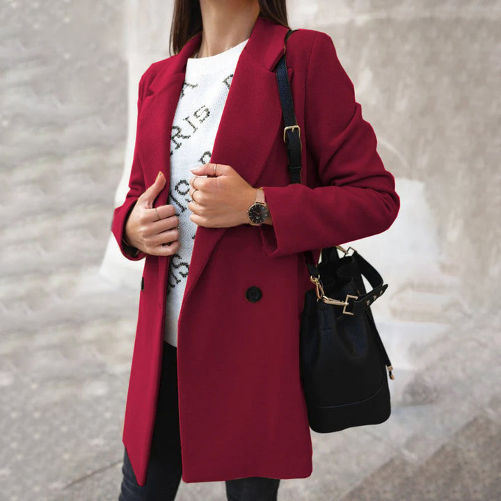 Women’s Coat – Tailored Fit – Wool Blend – Double-Breasted – Knee-Length Formal