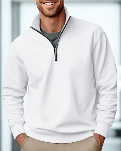 Men’s Half-Zip Pullover Sweatshirt – Soft Knit – Relaxed Fit – Ribbed Trim