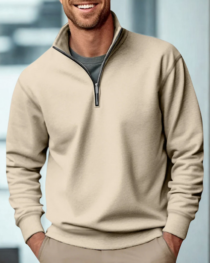 Men’s Half-Zip Pullover Sweatshirt – Soft Knit – Relaxed Fit – Ribbed Trim