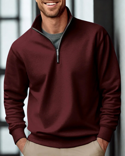 Men’s Half-Zip Pullover Sweatshirt – Soft Knit – Relaxed Fit – Ribbed Trim