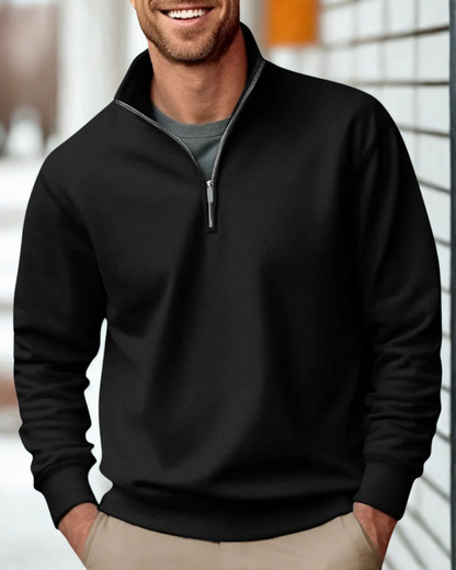 Men’s Half-Zip Pullover Sweatshirt – Soft Knit – Relaxed Fit – Ribbed Trim
