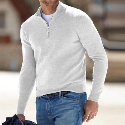 Men’s Sweatshirt – Slim Fit – Cotton Blend – Quarter Zip Stand Collar – Lightweight Casual Layer