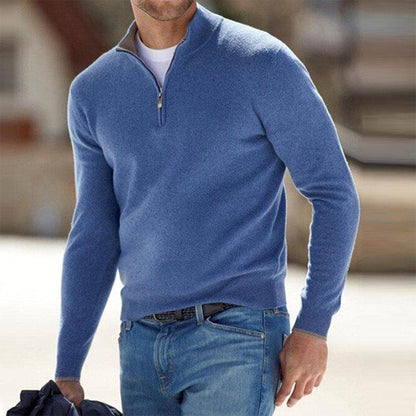 Men’s Sweatshirt – Slim Fit – Cotton Blend – Quarter Zip Stand Collar – Lightweight Casual Layer