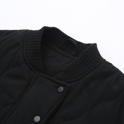 Women’s Bomber Jacket – Quilted Cotton – Oversized Fit – Ribbed Trim Zipper Front