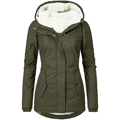 Women’s Hooded Parka Coat – Semi-Fitted – Plush Lined – Mid-Thigh – Weather Resistant
