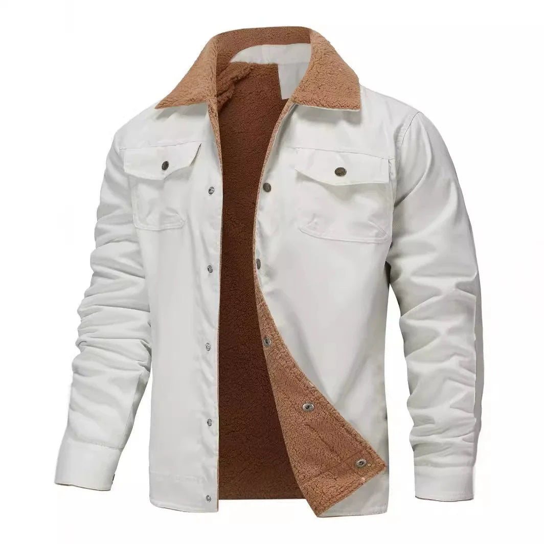 Men’s Utility Jacket – Relaxed Fit – Sherpa Lined – Snap Button Front – Chest Pockets