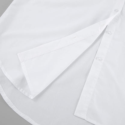 Women’s Button-Up Shirt – Cotton Blend – Oversized Fit – Long Sleeve Casual Top