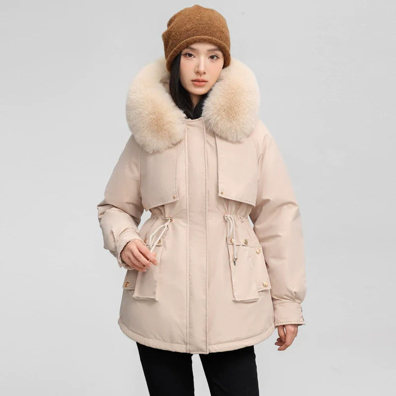 Women’s Parka Jacket – Water-Resistant – Relaxed Fit – Detachable Faux Fur Collar