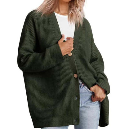 Women’s Cardigan – Soft Knit – Oversized Fit – Ribbed Texture – Button Front Layer