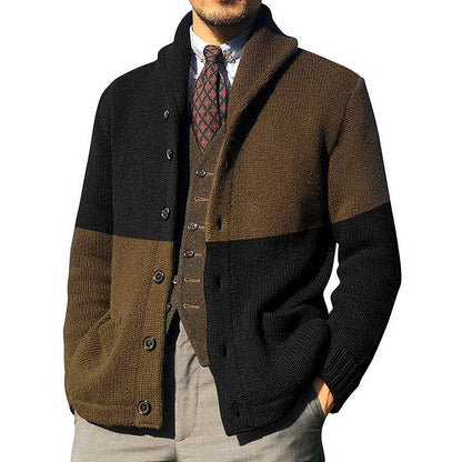 Men’s Cardigan – Relaxed Fit – Wool Blend Knit – Shawl Collar – Button Front – Pockets
