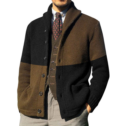 Men’s Cardigan – Relaxed Fit – Wool Blend Knit – Shawl Collar – Button Front – Pockets