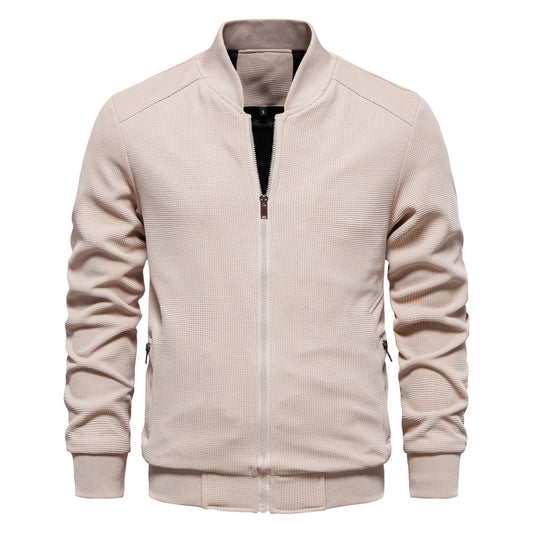 Men’s Bomber Jacket – Slim Fit – Textured Fabric – Zippered Pockets – Ribbed Trim