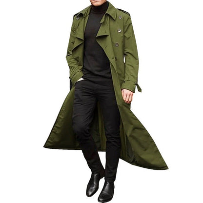 Men’s Trench Coat – Tailored Fit – Double-Breasted – Notched Lapels – Epaulettes