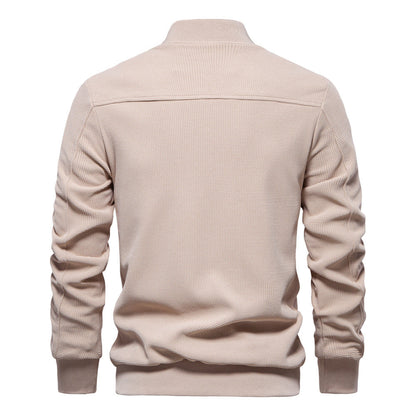 Men’s Bomber Jacket – Slim Fit – Textured Fabric – Zippered Pockets – Ribbed Trim