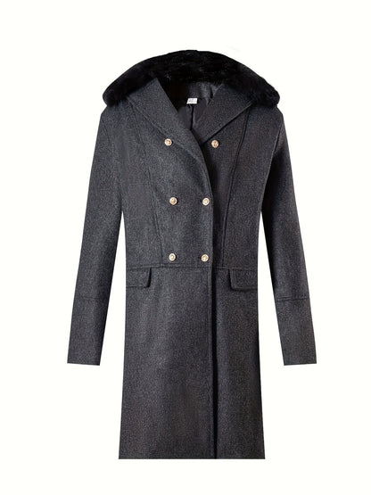 Men’s Overcoat – Wool Blend – Oversized Fit – Double-Breasted – Plush Fur Collar