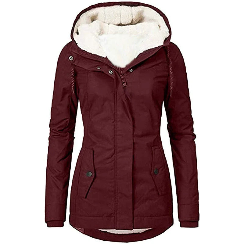 Women’s Hooded Parka Coat – Semi-Fitted – Plush Lined – Mid-Thigh – Weather Resistant