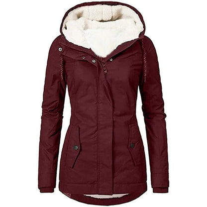 Women’s Hooded Parka Coat – Semi-Fitted – Plush Lined – Mid-Thigh – Weather Resistant