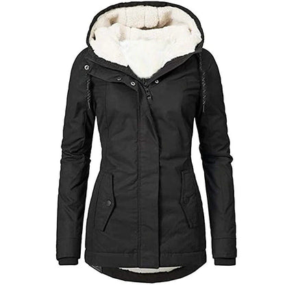 Women’s Hooded Parka Coat – Semi-Fitted – Plush Lined – Mid-Thigh – Weather Resistant