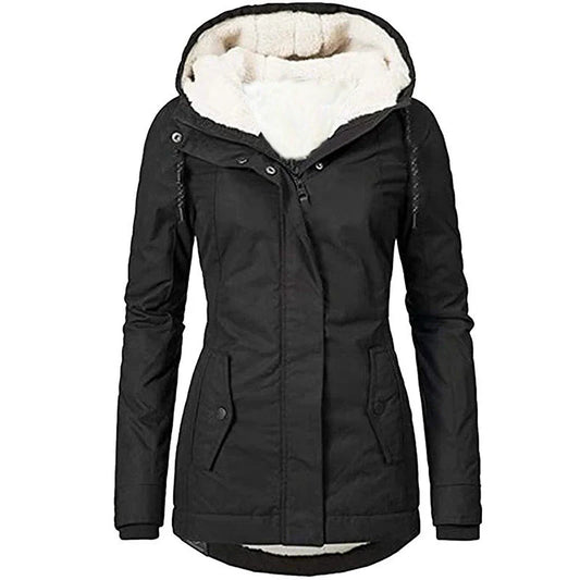 Women’s Hooded Parka Coat – Semi-Fitted – Plush Lined – Mid-Thigh – Weather Resistant