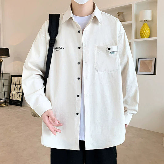 Men’s Shirt Jacket – Relaxed Oversized Fit – Cotton Blend – Button Front – Long Sleeve