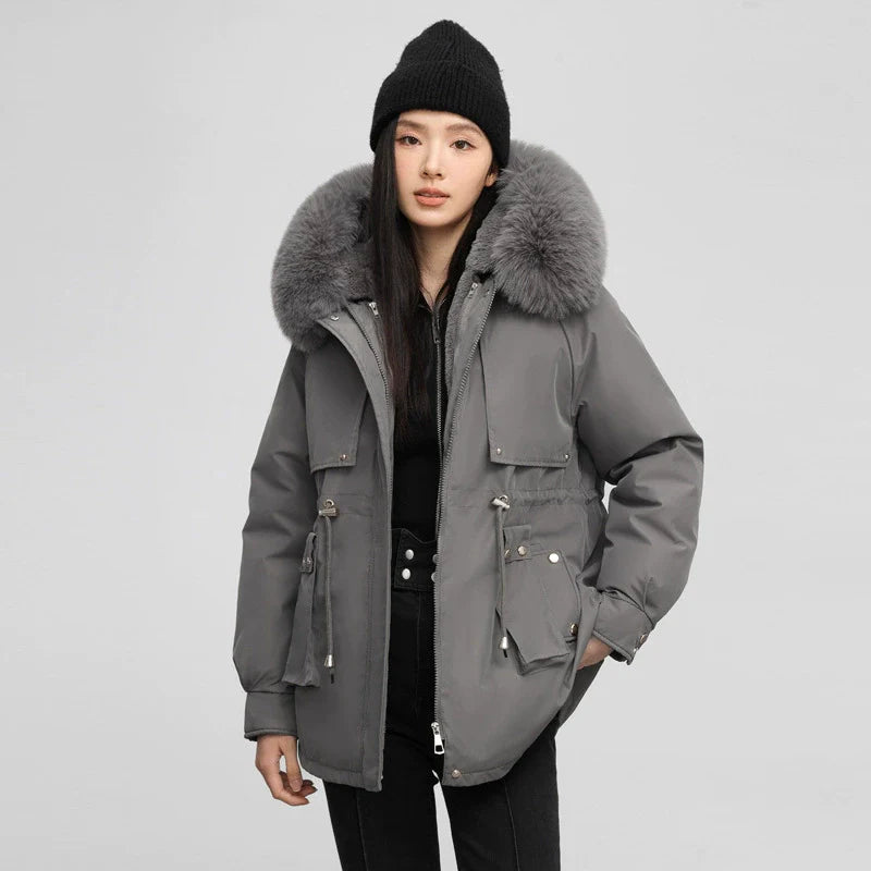 Women’s Parka Jacket – Water-Resistant – Relaxed Fit – Detachable Faux Fur Collar