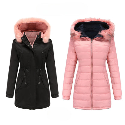 Women’s Parka Jacket – Tailored Fit – Faux Fur Hood – Water-Resistant – Mid-Thigh Length