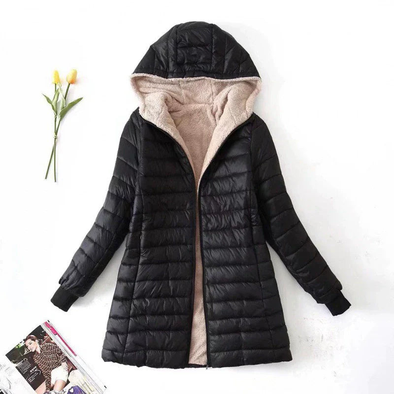 Women’s Puffer Coat – Quilted Water-Resistant – Plush Lining – Mid-Length Fit