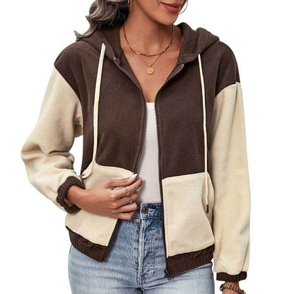 Women’s Hoodie – Fleece Lined – Relaxed Fit – Zip-Up Striped Casual Layering