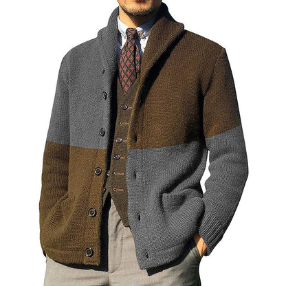 Men’s Cardigan – Relaxed Fit – Wool Blend Knit – Shawl Collar – Button Front – Pockets