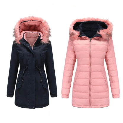 Women’s Parka Jacket – Tailored Fit – Faux Fur Hood – Water-Resistant – Mid-Thigh Length