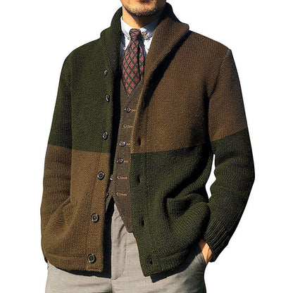 Men’s Cardigan – Relaxed Fit – Wool Blend Knit – Shawl Collar – Button Front – Pockets
