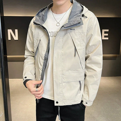 Men’s Lightweight Jacket – Regular Fit – Hooded – Full-Zip – Snap Front – Multi-Pocket
