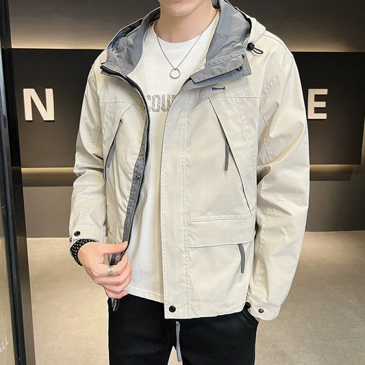 Men’s Lightweight Jacket – Regular Fit – Hooded – Full-Zip – Snap Front – Multi-Pocket