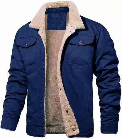 Men’s Utility Jacket – Relaxed Fit – Sherpa Lined – Snap Button Front – Chest Pockets
