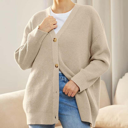 Women’s Cardigan – Soft Knit – Oversized Fit – Ribbed Texture – Button Front Layer