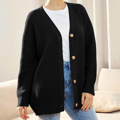 Women’s Cardigan – Soft Knit – Oversized Fit – Ribbed Texture – Button Front Layer