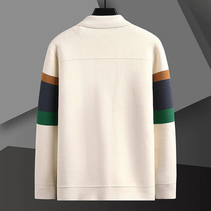 Men’s Knitted Jacket – Slim Fit – Geometric Pattern – Shirt Collar – Button Front