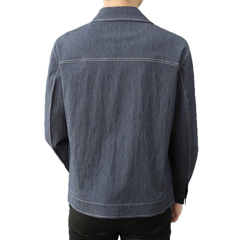Men’s Casual Jacket – Relaxed Fit – Boxy Silhouette – Contrast Stitching – Button Front
