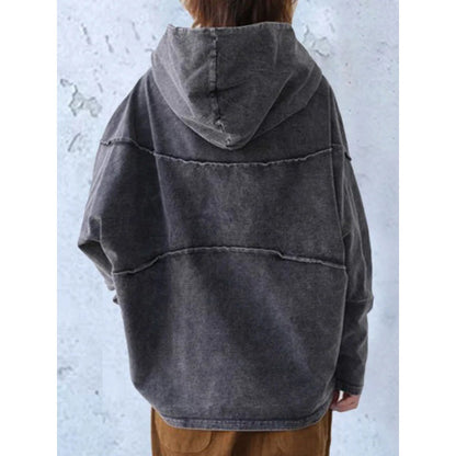 Women’s Pullover Hoodie – Oversized Relaxed Fit – Draped Cowl Neck – Vintage Cotton Feel