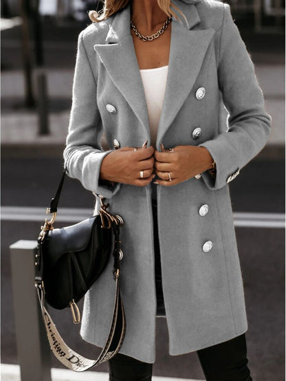 Women’s Blazer Coat – Tailored Fit – Wool Feel – Double-Breasted – Suit Collar